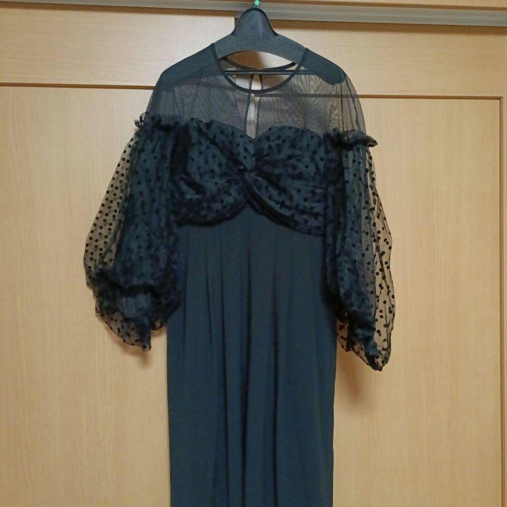 DouDou flocky dot dress　ブラック L