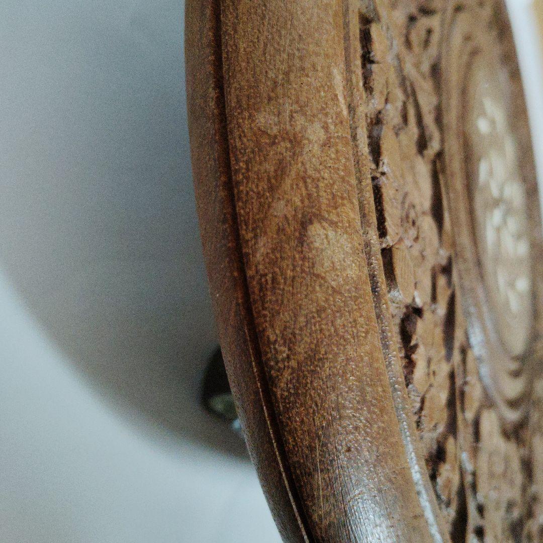 彫刻装飾木製キャスターテーブル ぞうがん細工 象嵌細工お花の台 花台