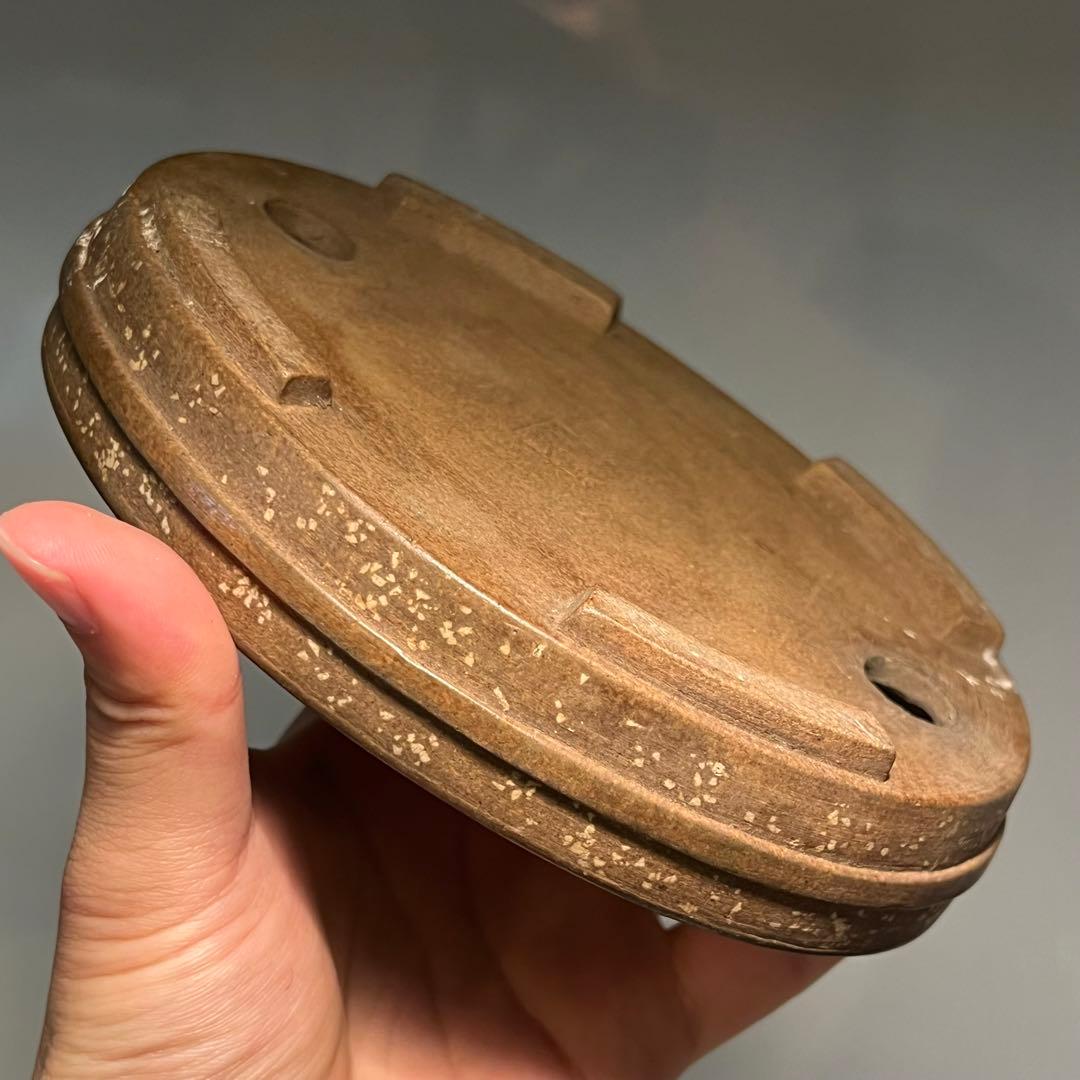 617.平安虹泉 桃花泥楕円鉢 盆栽鉢 小品盆栽 15.8*12.6*3.2cm