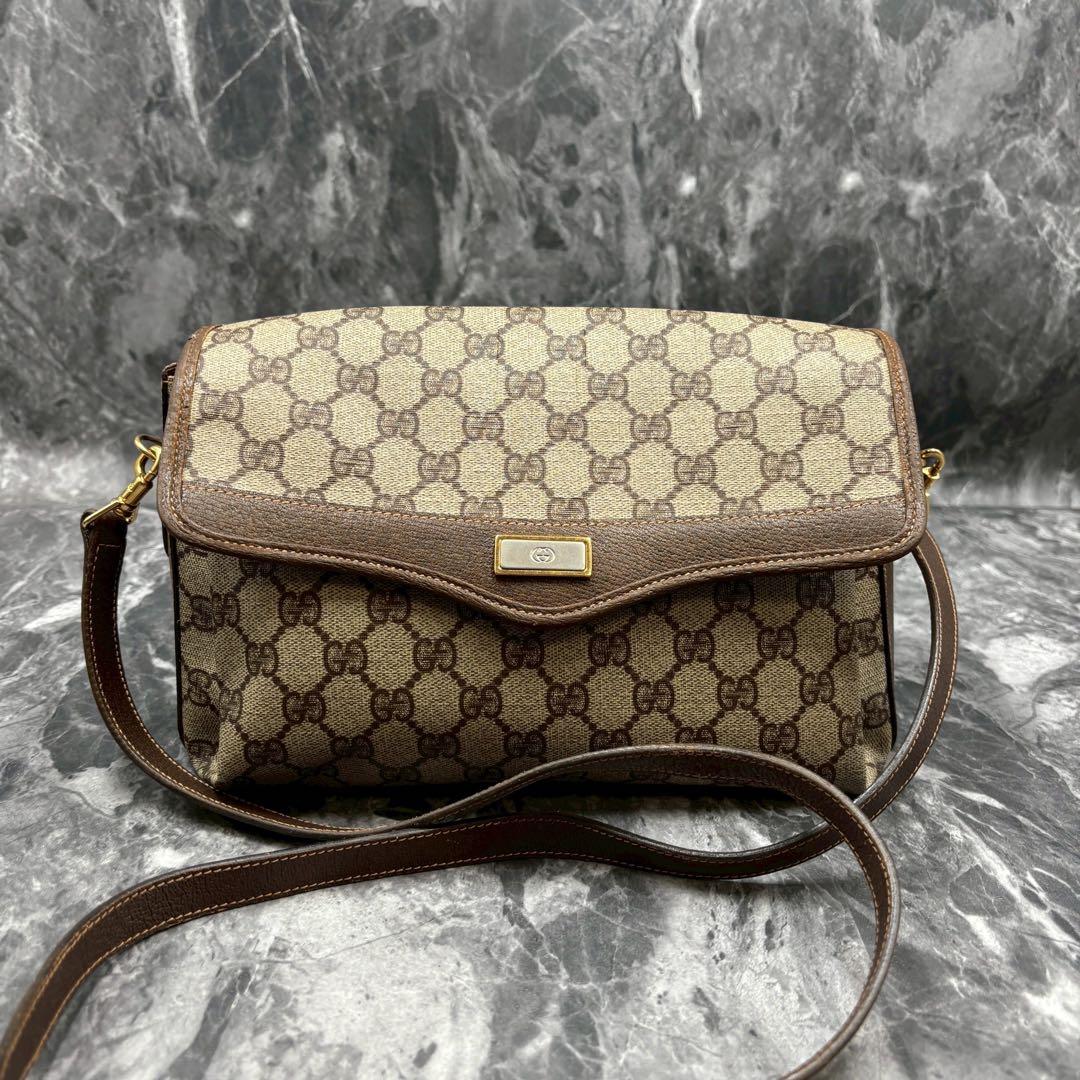 ✨美品✨GUCCI GG ショルダーバッグ ベージュ ブラウン ロゴ 金具