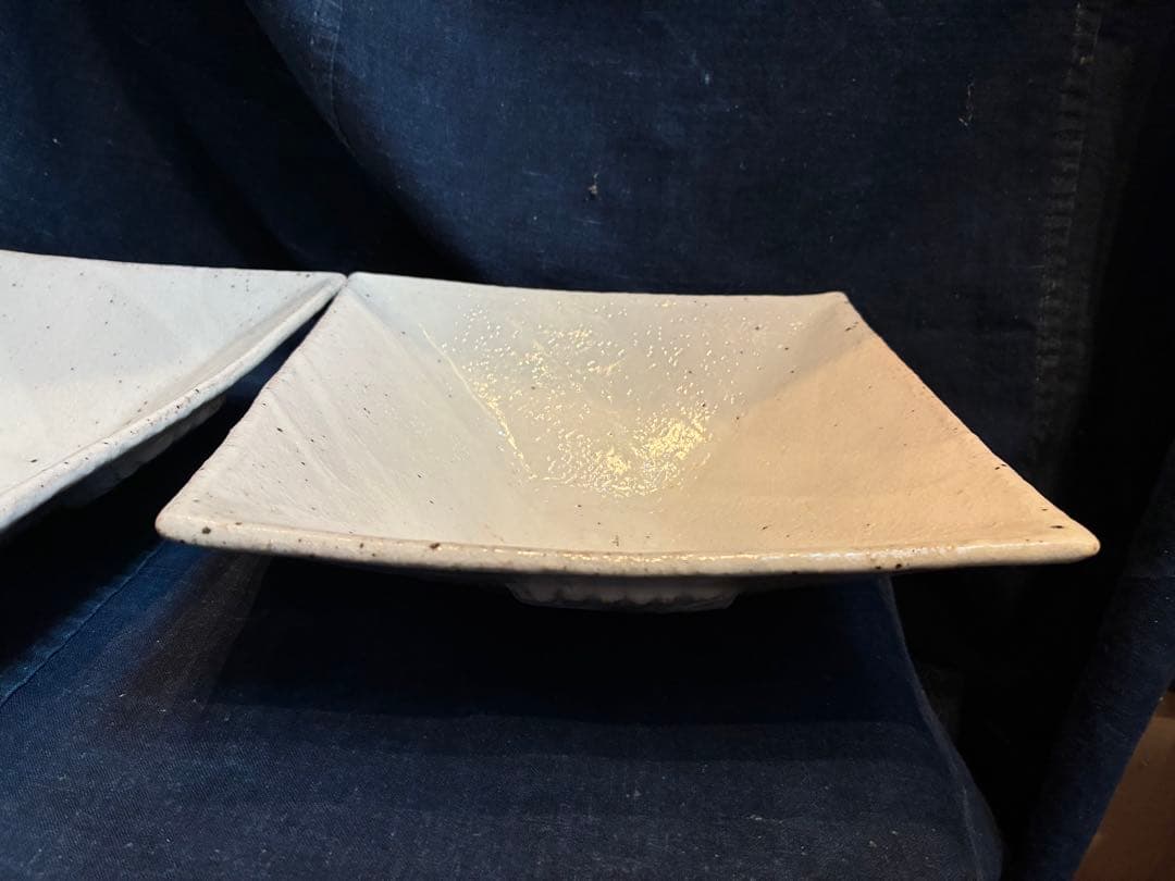 岩谷窯　山本教行　民藝　地釉角皿2枚　傷無し　20×20.5センチ￼ 鳥取民藝