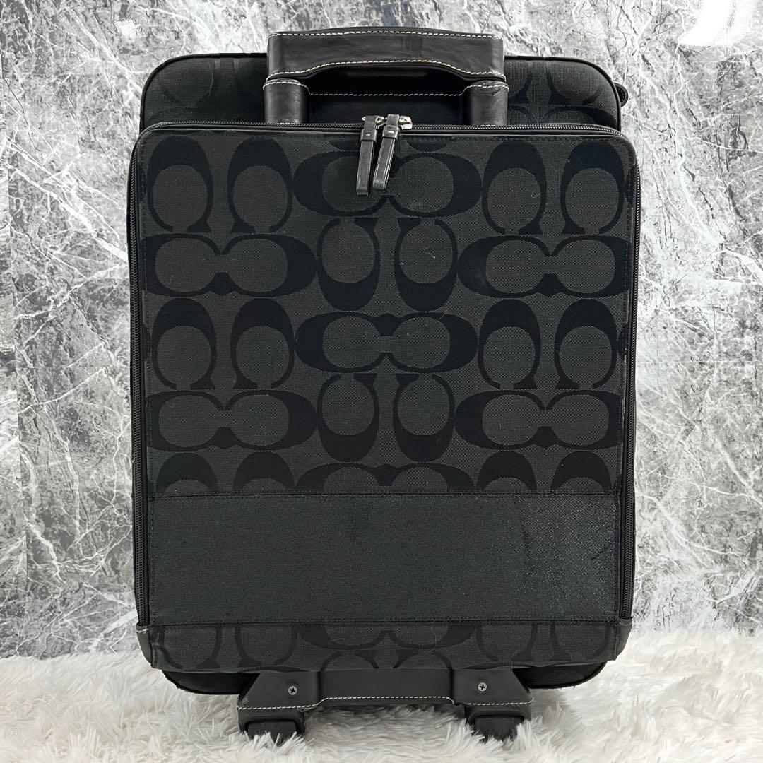 コーチ キャリーケース シグネチャー キャンバス 黒 ロゴレザー 旅行 出張