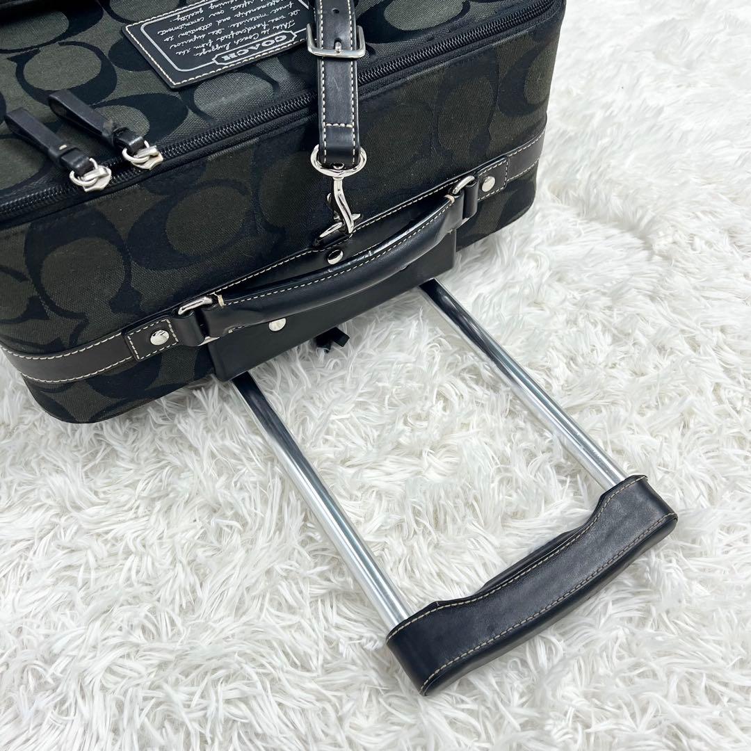 コーチ キャリーケース シグネチャー キャンバス 黒 ロゴレザー 旅行 出張