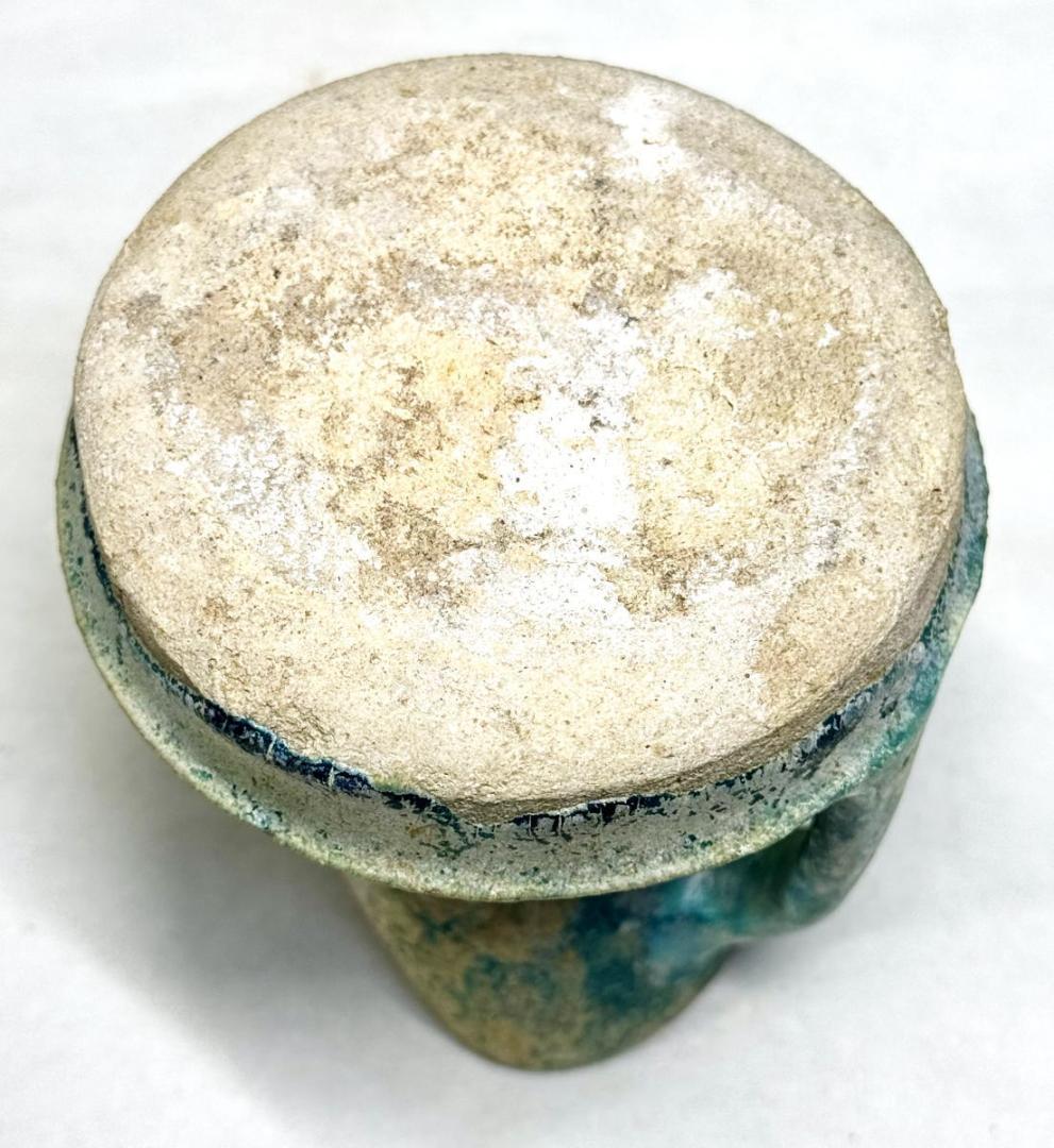 古代イラン・ペルシャ古陶 青釉銀化灯火器 箱付 古美術 古玩 骨董