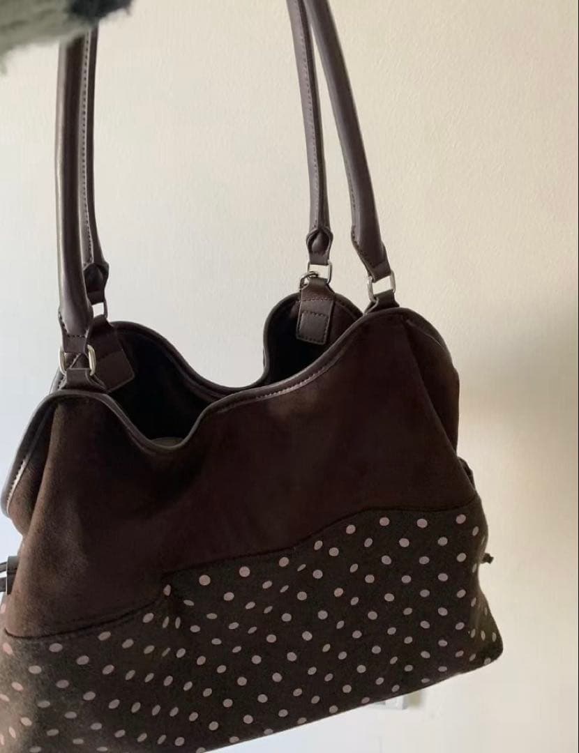 Badblue ブラウン ドット柄 ショルダーバッグ