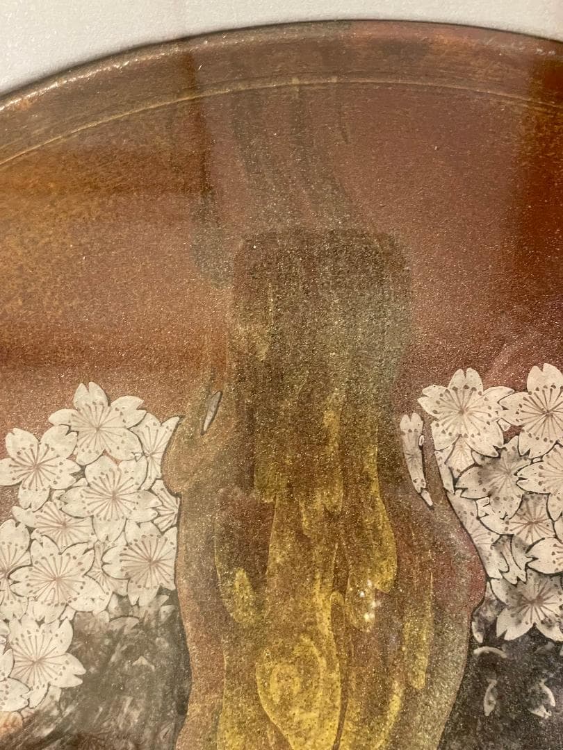 九谷焼谷敷正人作陶額雪月花『花』飾絵皿飾皿陶板画額装