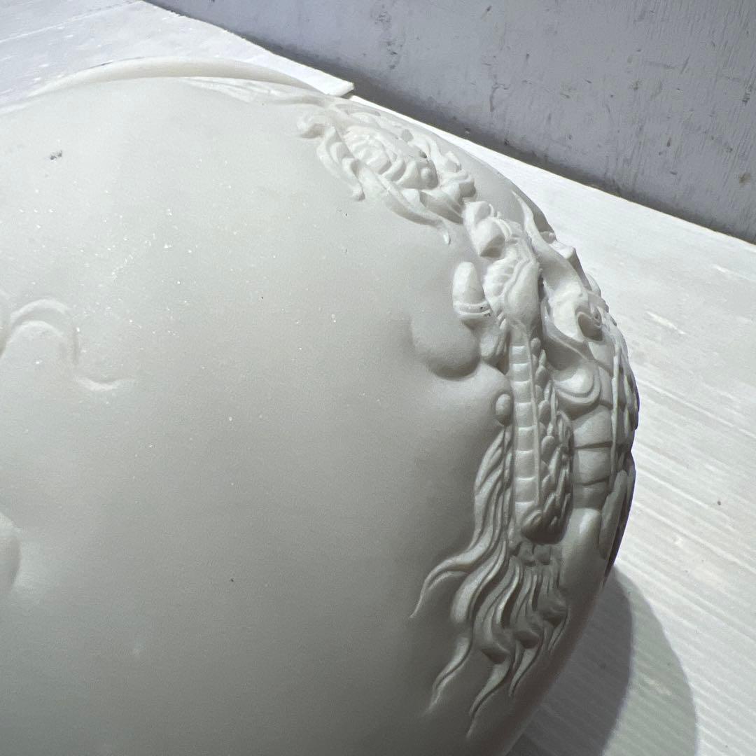 白 大理石 ドラゴン 彫刻 オブジェ 花器 壺 インテリア 希少