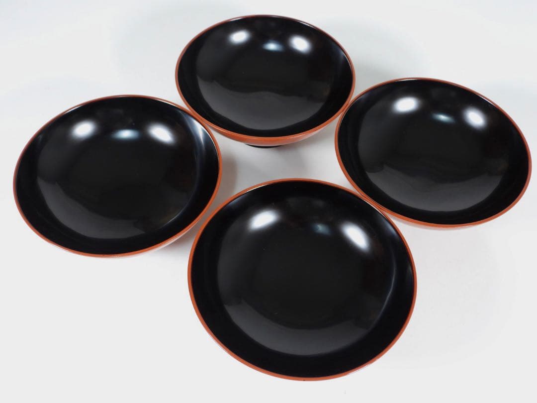 輪島塗 金彩蒔絵 柏葉尽蒔絵 木製 大煮物碗 吸物碗 四客