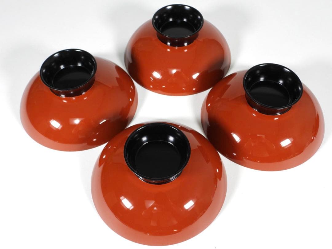 輪島塗　金彩蒔絵　柏葉尽蒔絵　木製　大煮物碗 吸物碗 四客