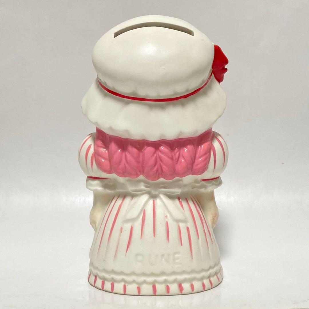 70s RUNE 貯金箱 ヴィンテージ 内藤ルネ 女の子 昭和レトロ 陶器 初期