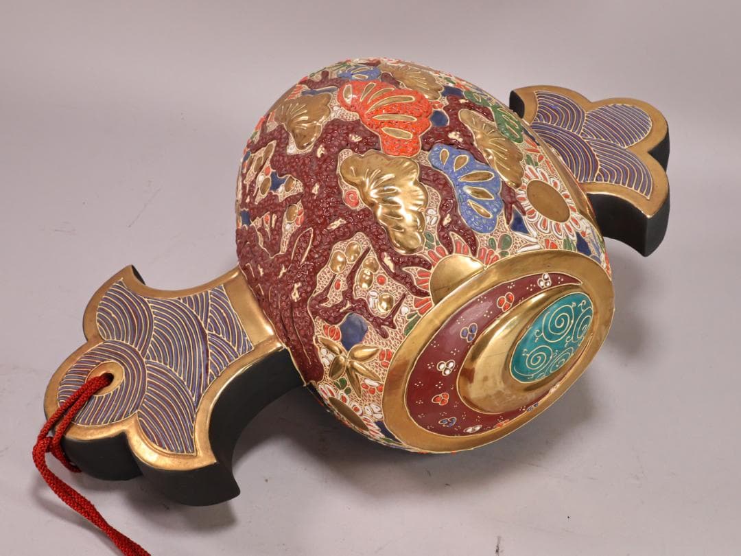 BK200 九谷焼 八幡窯 松鶴乃図 御小槌 金運 財運 開運 商売繁盛