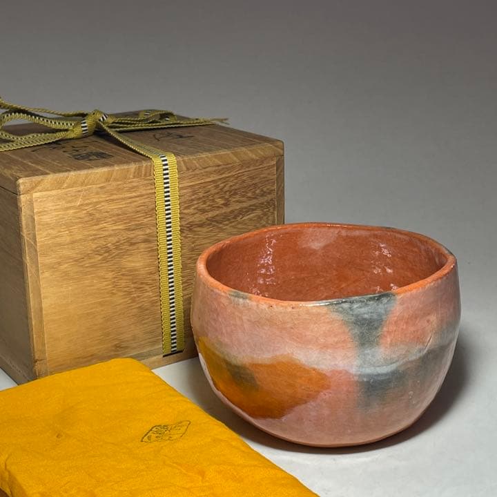◇通産大臣賞受賞作家 『福井楽印』造 柿高台赤茶碗 茶道具 未
