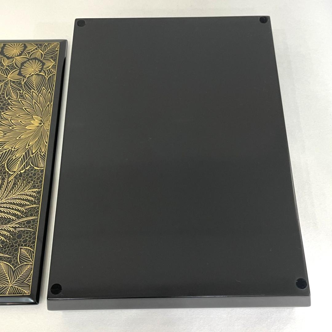 手許箱（てもと箱）　小物入れ　漆器　木製　漆　花沈金　Q032