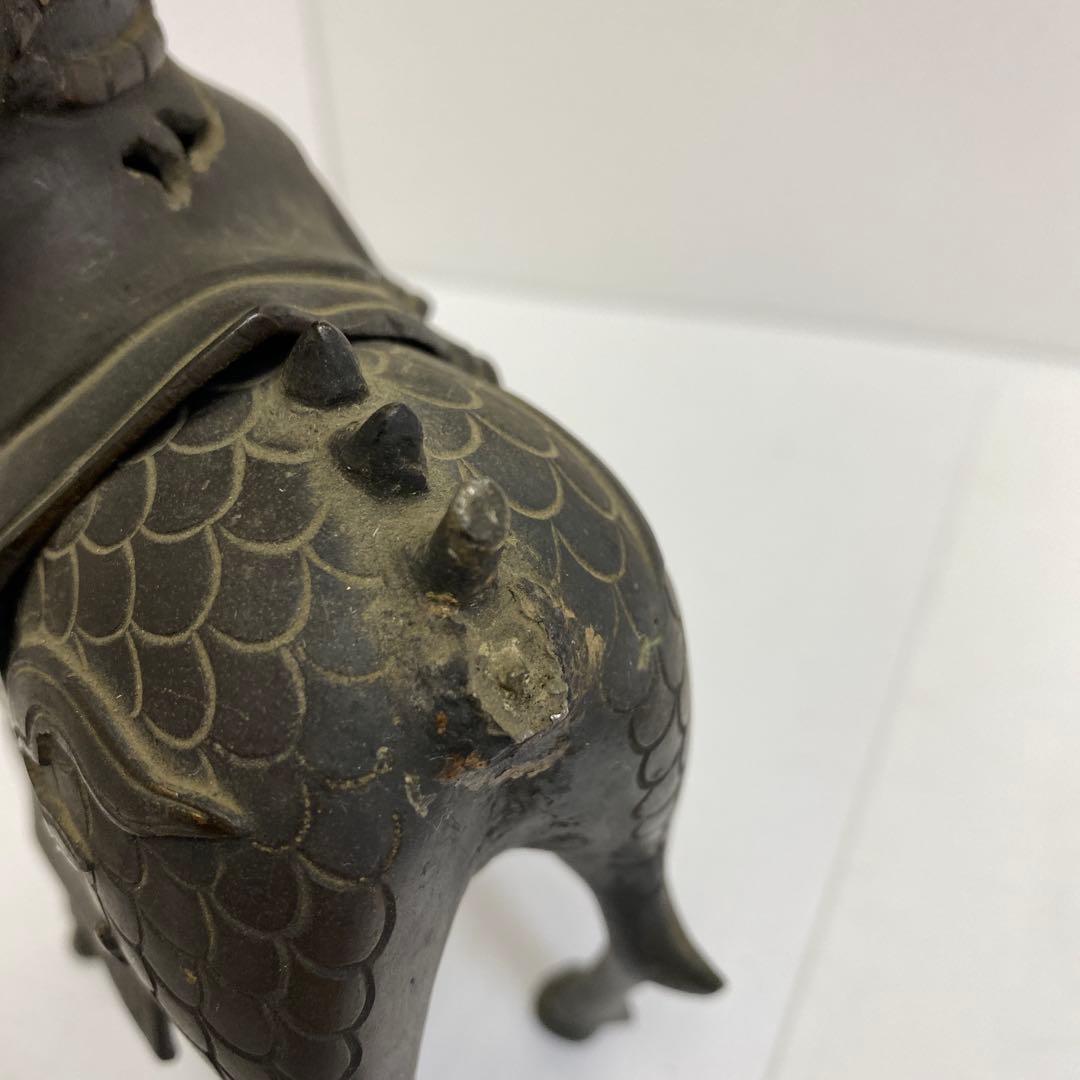 古銅　キリン人物のったり香炉　1166g タサオ　東さ8-0104②