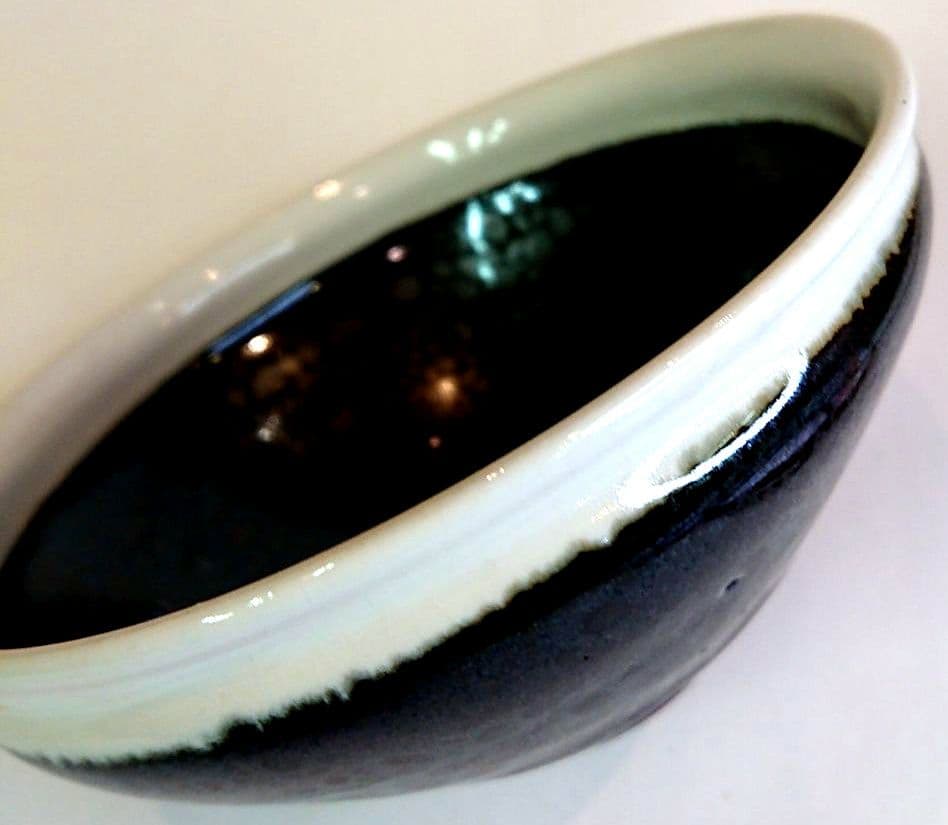 【茶道具】久保宋久作 白覆輪 油滴天目茶碗