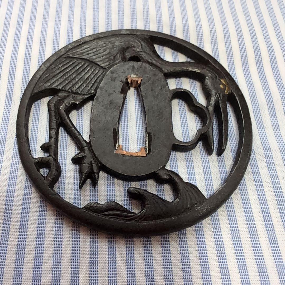 波間の鶴の図柄 鉄製鍔