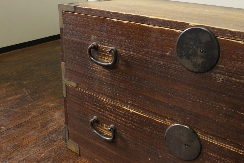 古い時代箪笥 前桐古家具/和家具/和骨董/店舗什器/ローボード/チェスト