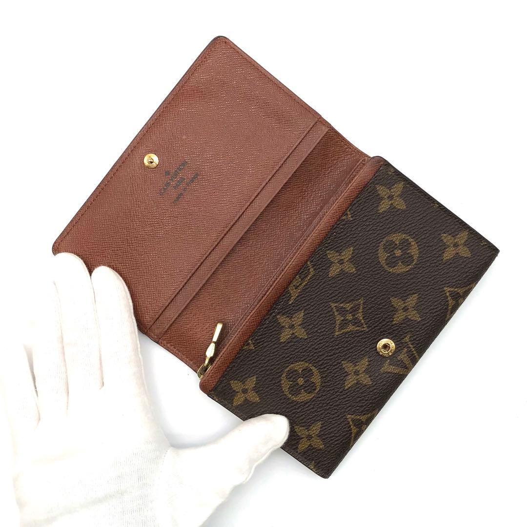ルイヴィトン トレゾール 二つ折り財布 モノグラム ブラウン レディース