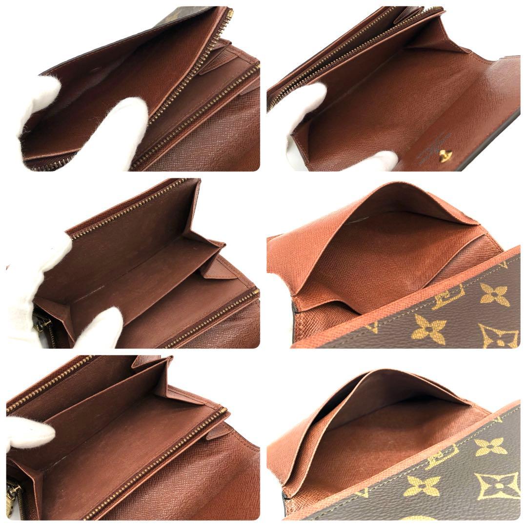 ルイヴィトン トレゾール 二つ折り財布 モノグラム ブラウン レディース