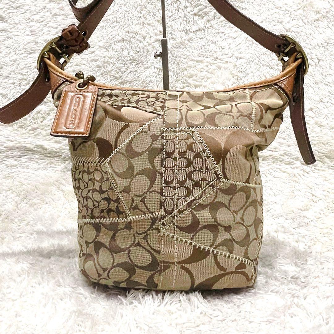 ✨希少 コーチ バケツ型 ワンショルダーバッグ パッチワーク シグネチャー 美品