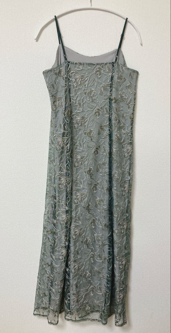 美品　人気　カナ　花柄刺繍 レースボレロ キャミワンピース ２点セット　グリーン