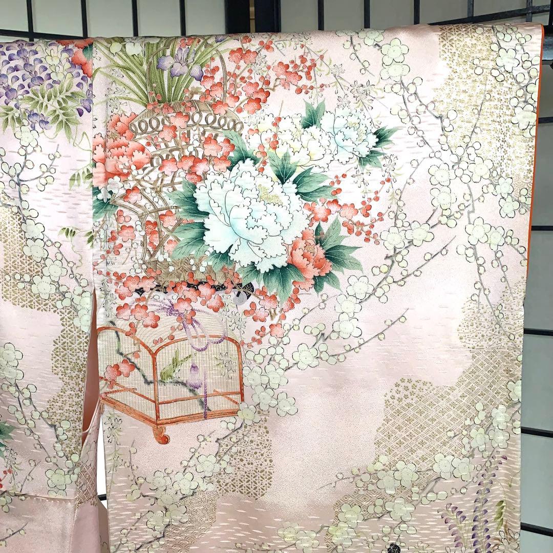 春*野様 【極美品】振袖　６点セット　三越謹製　吉祥文様　藤　花車　身丈167.