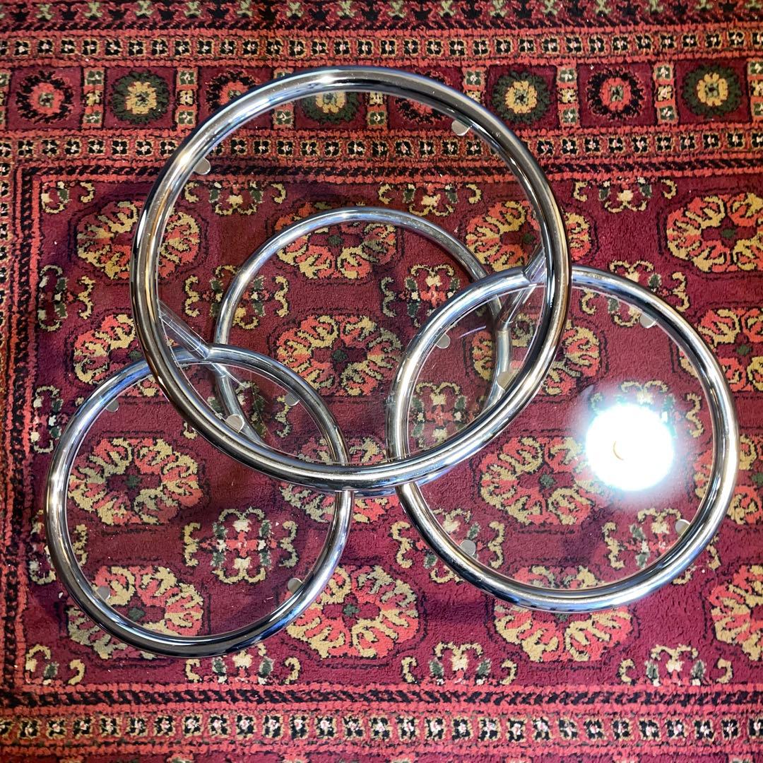 ミッドセンチュリー ラウンドテーブル スペースエイジ ガラス製3段