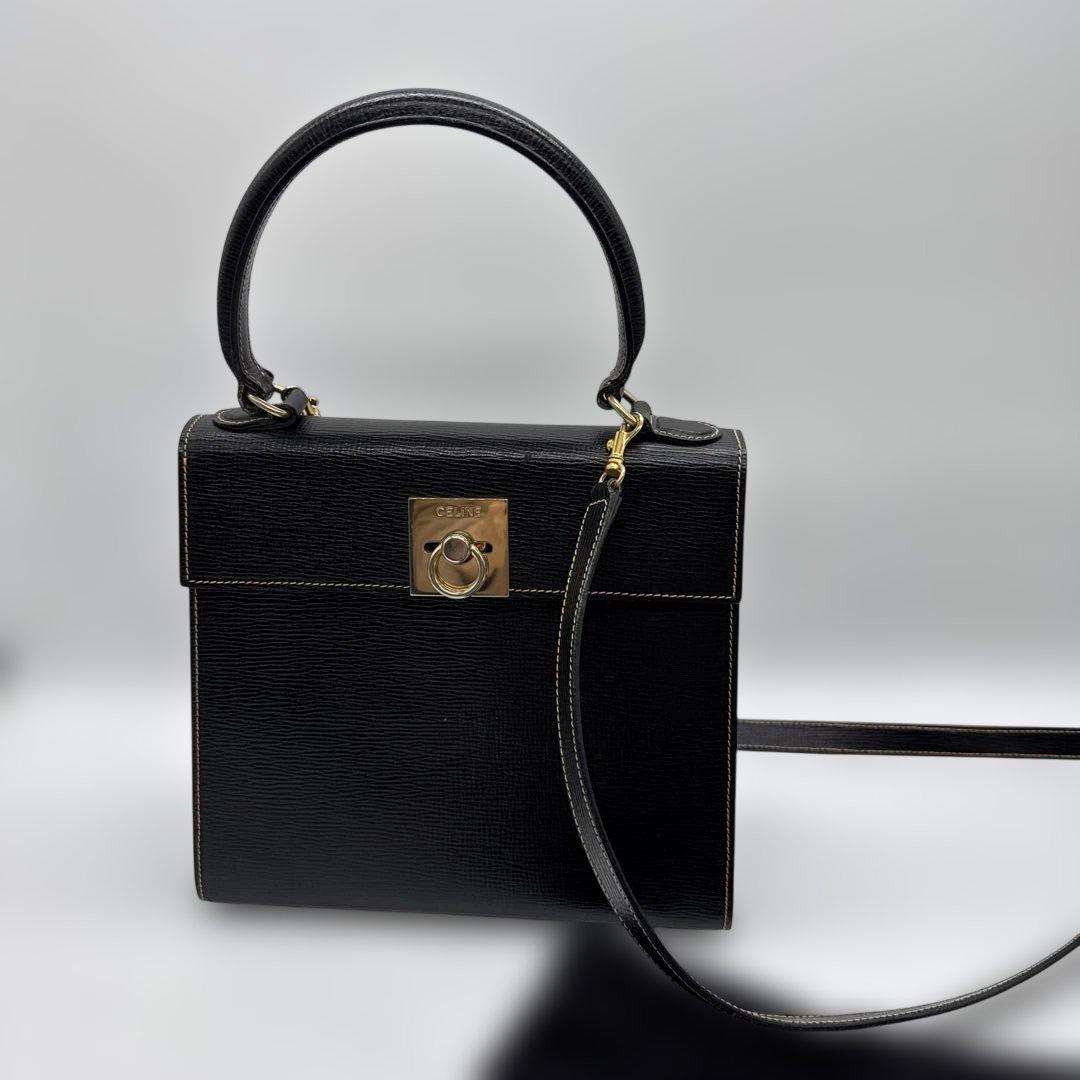 ヴィンテージ　レア　CELINE ブラック ハンドバッグ ダストバッグ付き