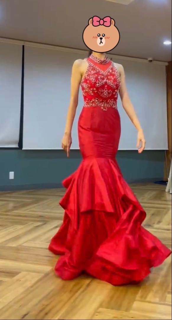 【美品】コンテストドレス/パーティードレス/インポート/マーメイド/レッド、赤