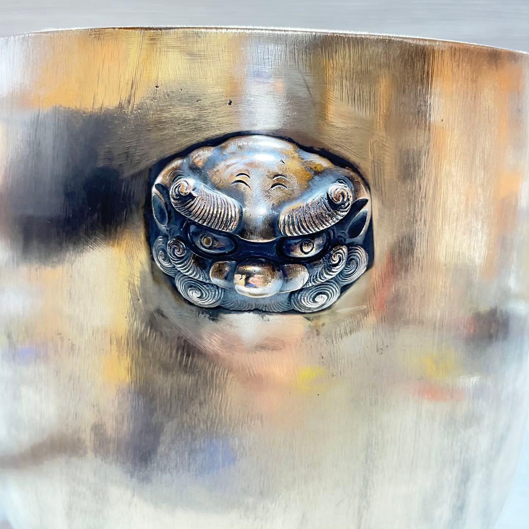 真鍮製 火鉢 獅子頭取手