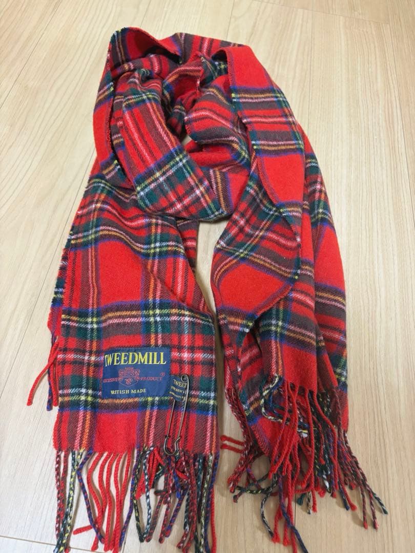 美品 TWEEDMILL 大判サイズストール ラムウール 大人気カラー赤