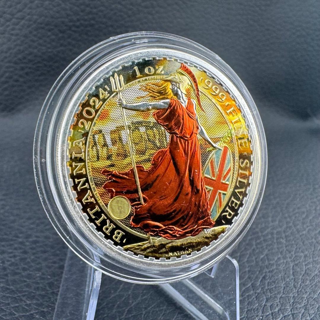 世界100枚限定 イギリス ブリタニア 銀貨 カラー 女神と自然の調和