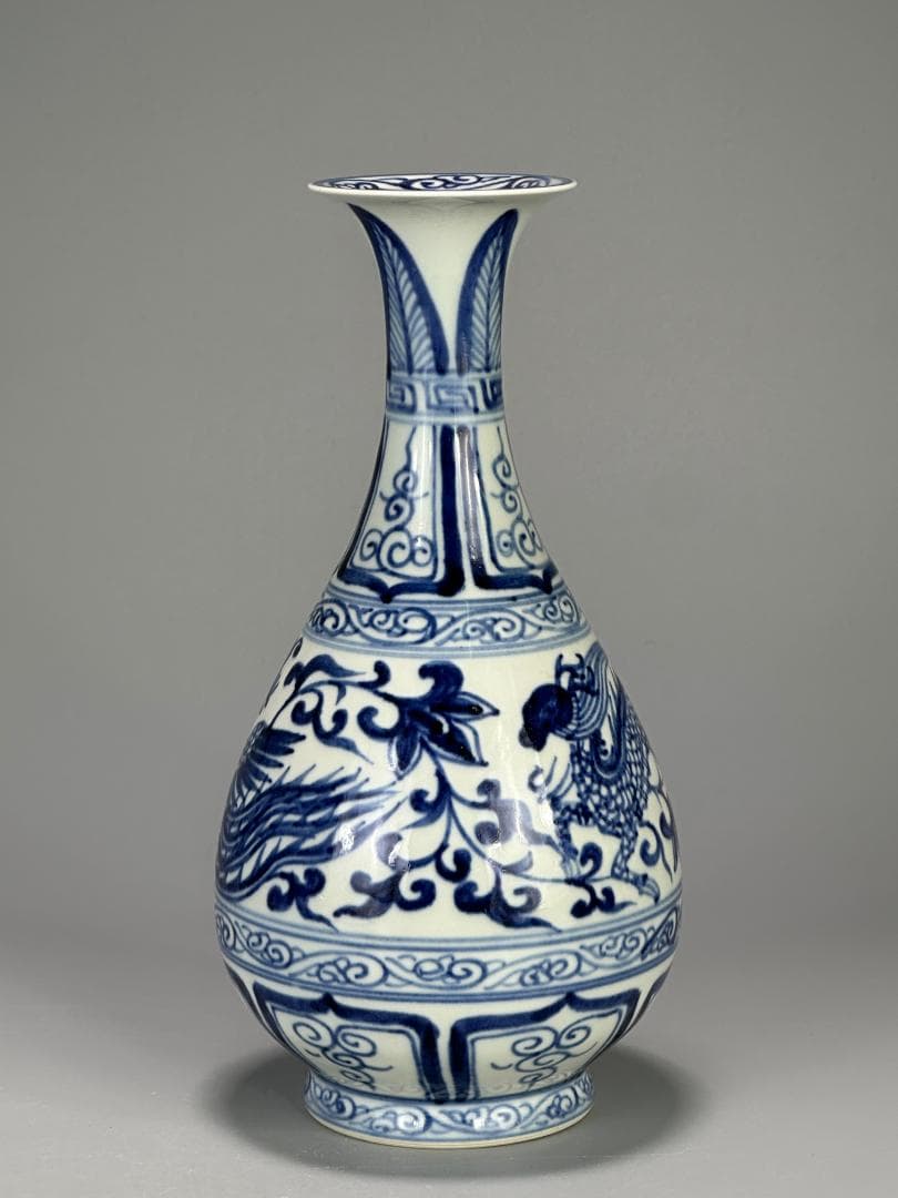 青花鳳凰文花瓶　染付花瓶　花器　華道具　花入　唐物