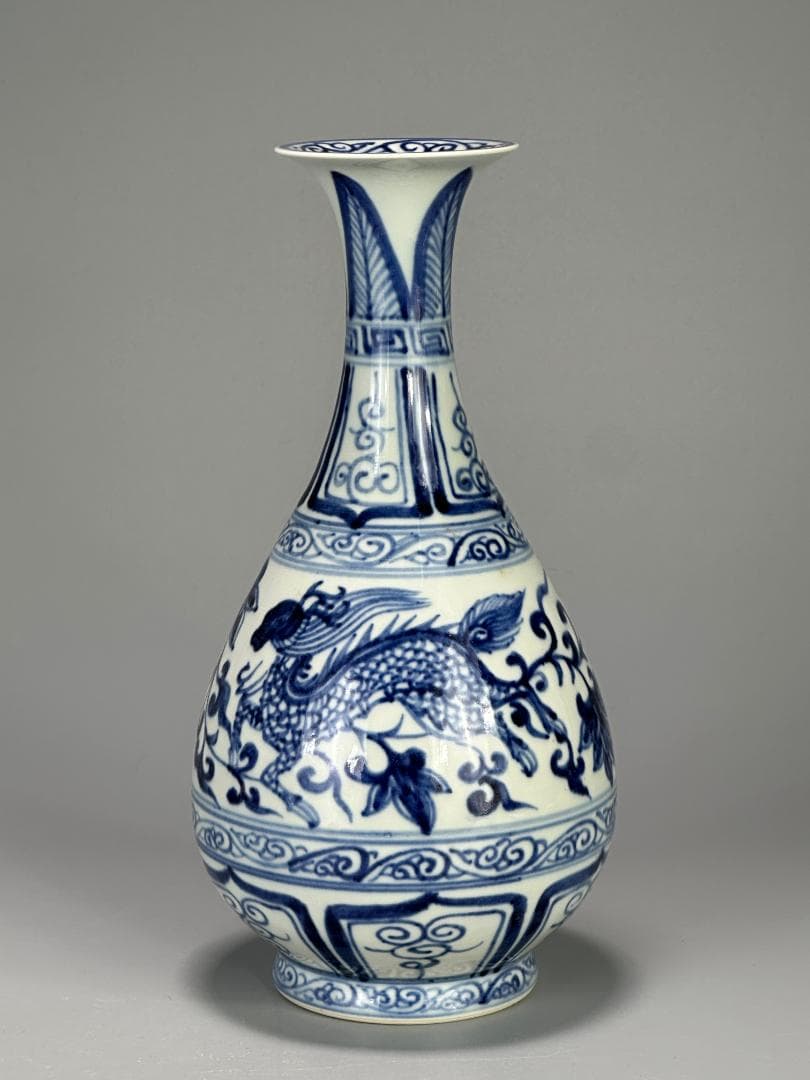 青花鳳凰文花瓶　染付花瓶　花器　華道具　花入　唐物