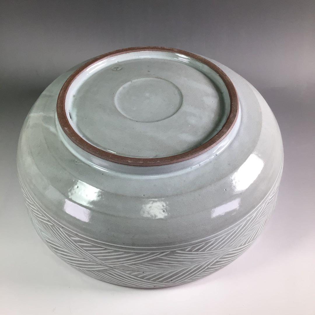 R233 水指 『春永造』『大徳寺 松長剛山 箱書』『彫三島』『平水指』