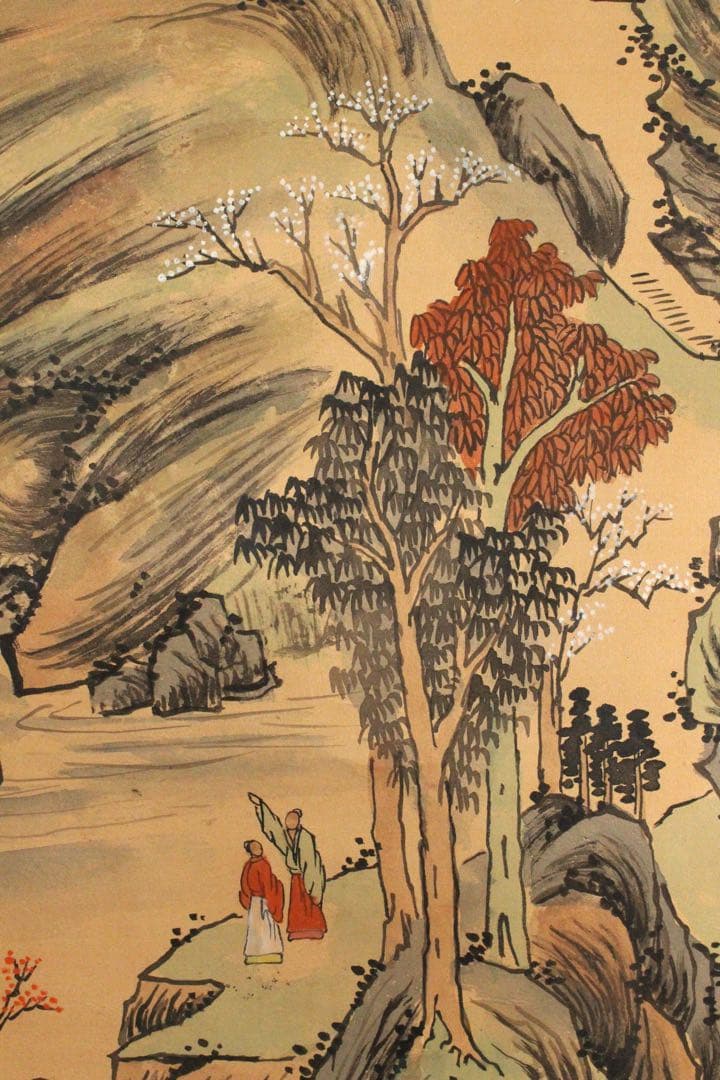 No5238 掛軸 倉山画院 山水図 絹本着色 唐物 中国画 古美術 送料無料