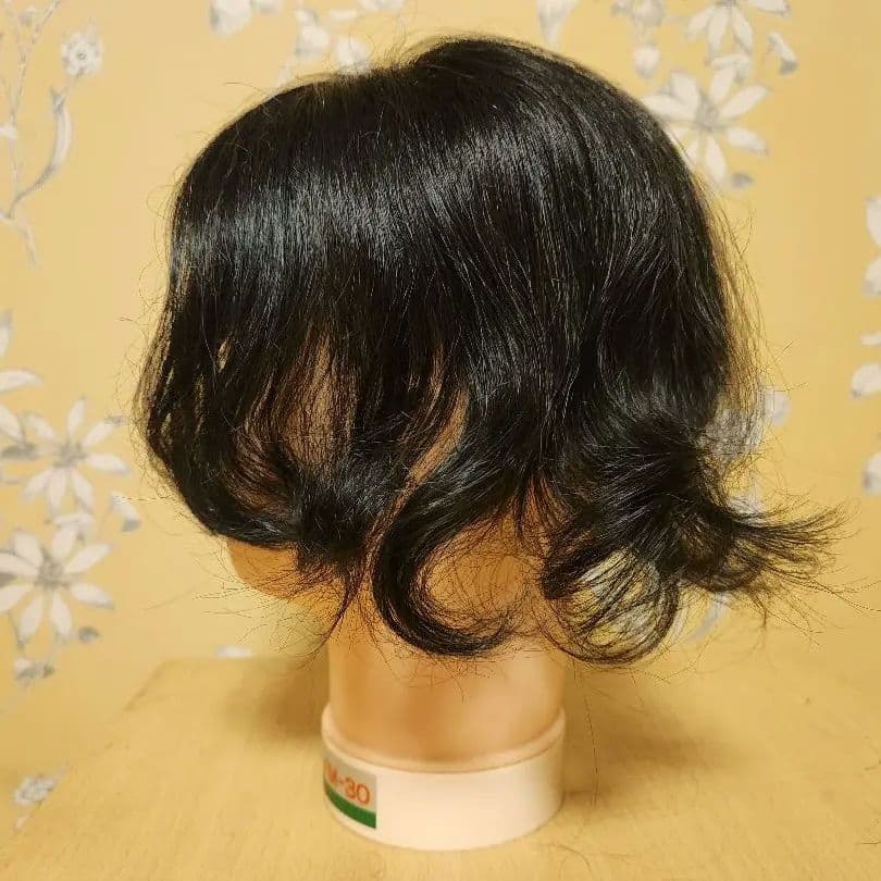 ローズ　ショートカールヘア 頭頂ウィッグ　自然色　人工皮膚付き