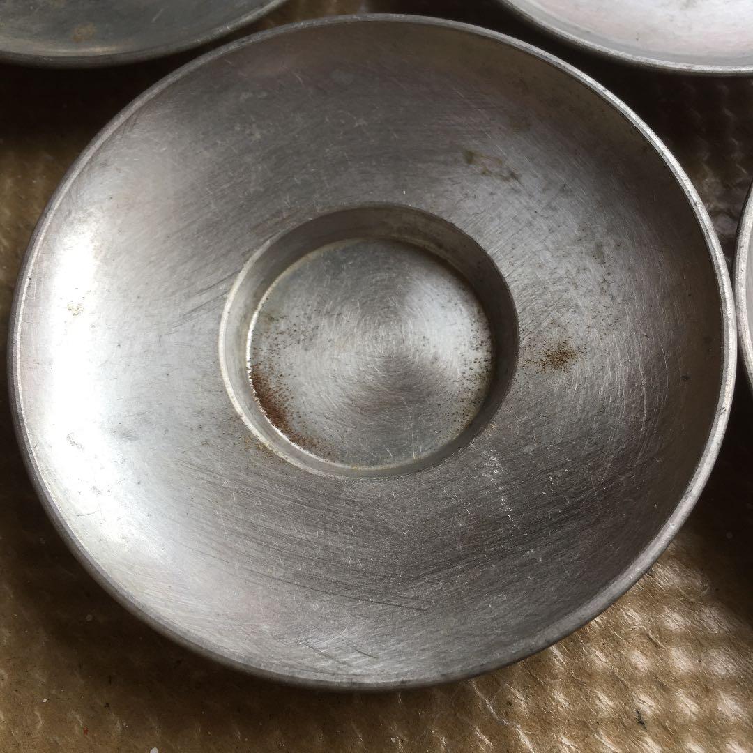 1040 超暉 錫製 柄なし丸形茶托 五客 茶器　茶道具　煎茶道具