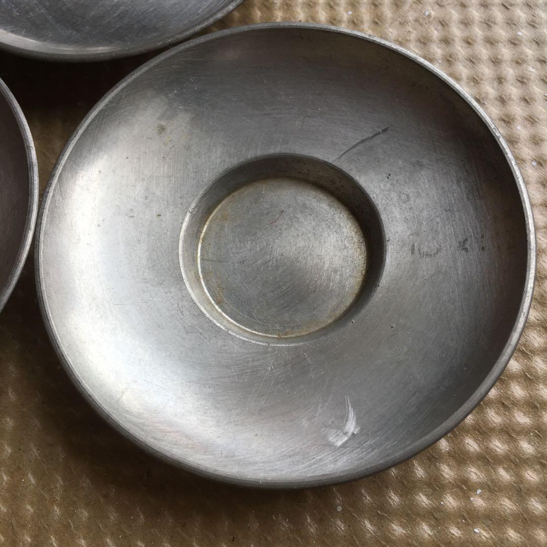 1040 超暉 錫製 柄なし丸形茶托 五客 茶器　茶道具　煎茶道具