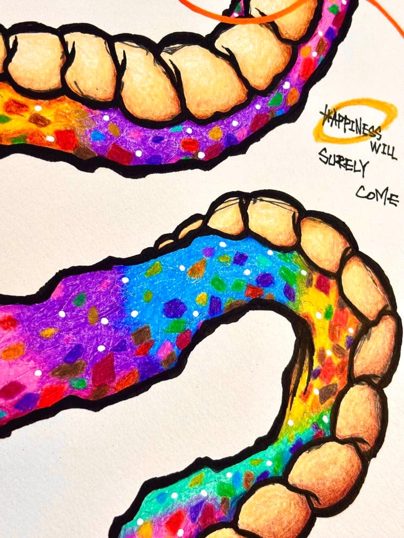 釣*主様 「 未来を切り開く虹龍 」｜絵画 原画 抽象画 絵 動物画 ドローイン