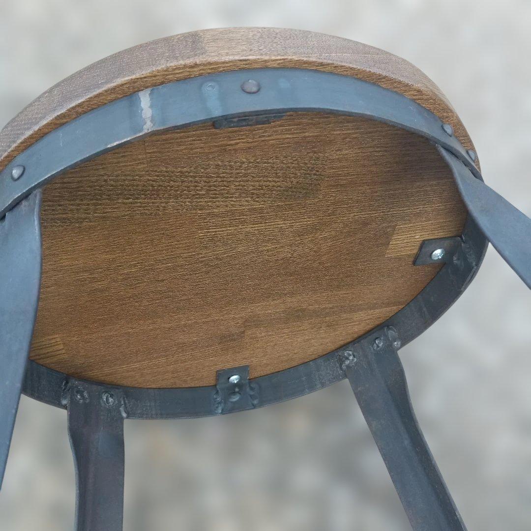 S*y様 5003)円形木製座面のアイアンスツール　ヴィンテージ　インダストリア