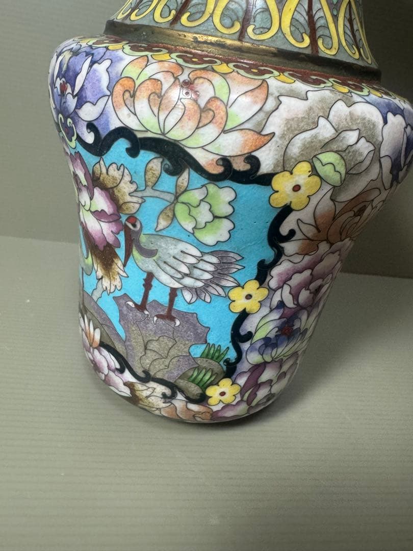 2073 七宝焼　景泰藍　花瓶　時代物