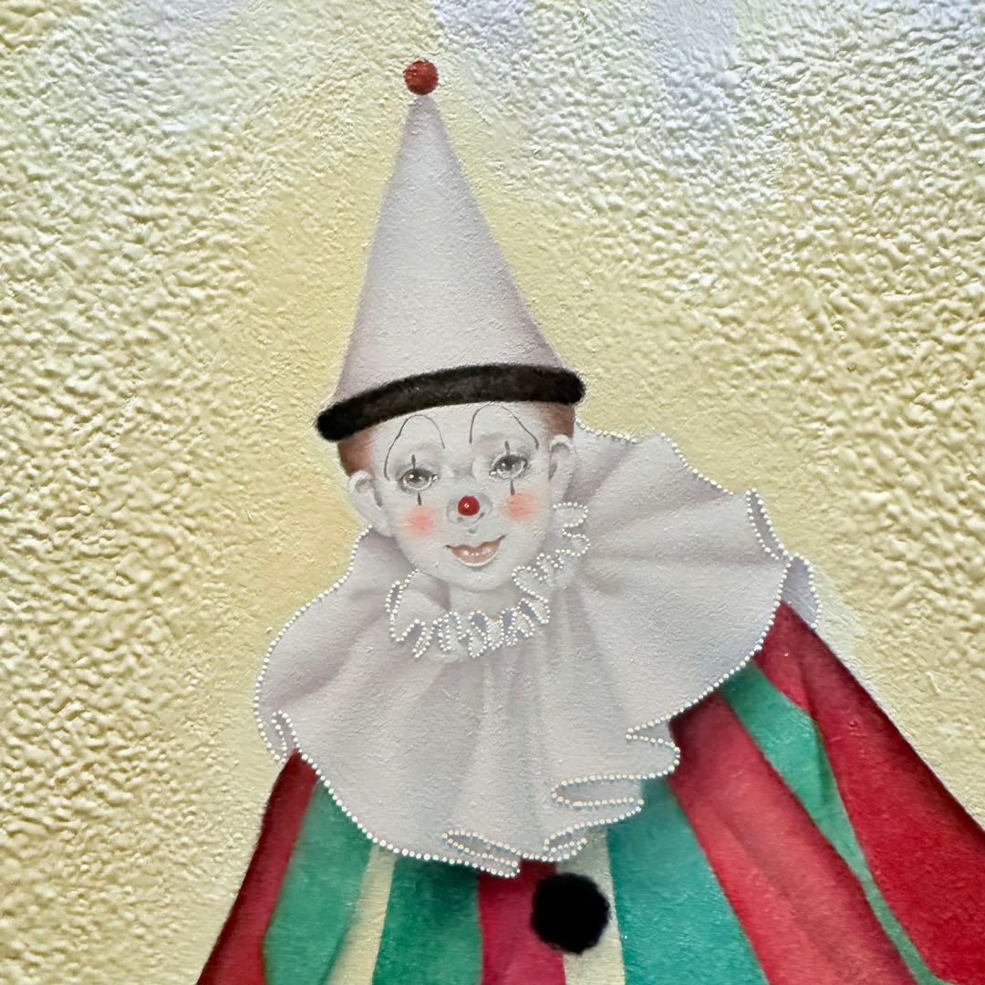 新春特別価格 ‼️くろねこ‼️川内令子『ピエロと黒猫』油彩画99年作真筆署名有