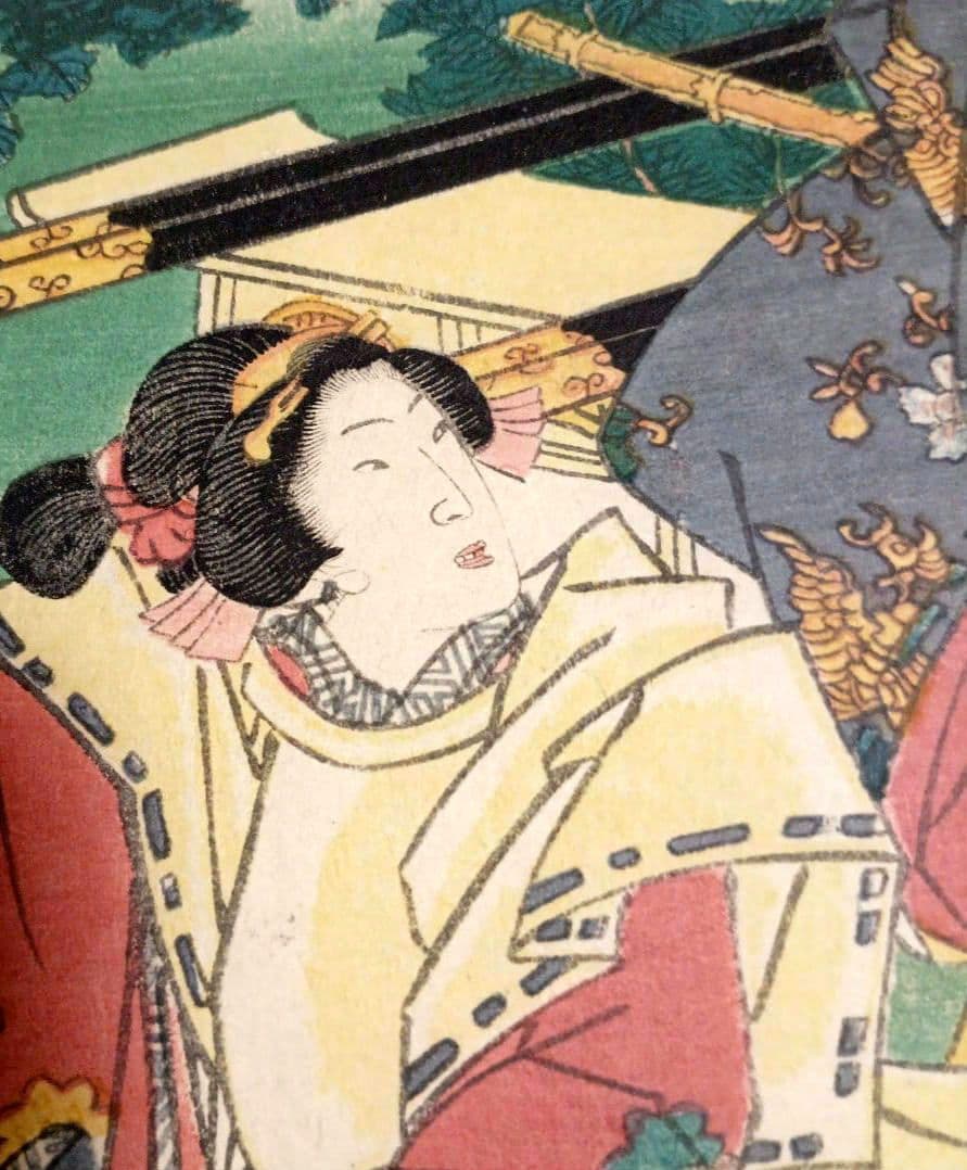 浮世絵版画、紫式部源氏かるた29番行幸、二代歌川国貞画、安政4年