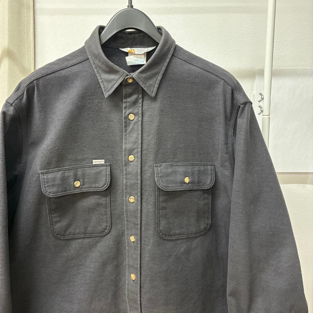 【USA製】 Carhartt ダークグレー シャツジャケット 厚手生地 XL