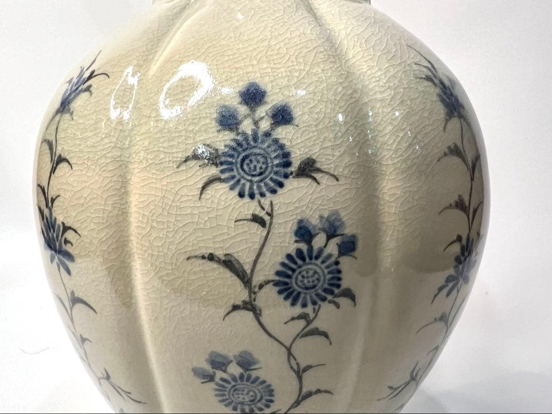 十四代沈壽官 瓜型染付花瓶 陶磁一般 陶芸和食器