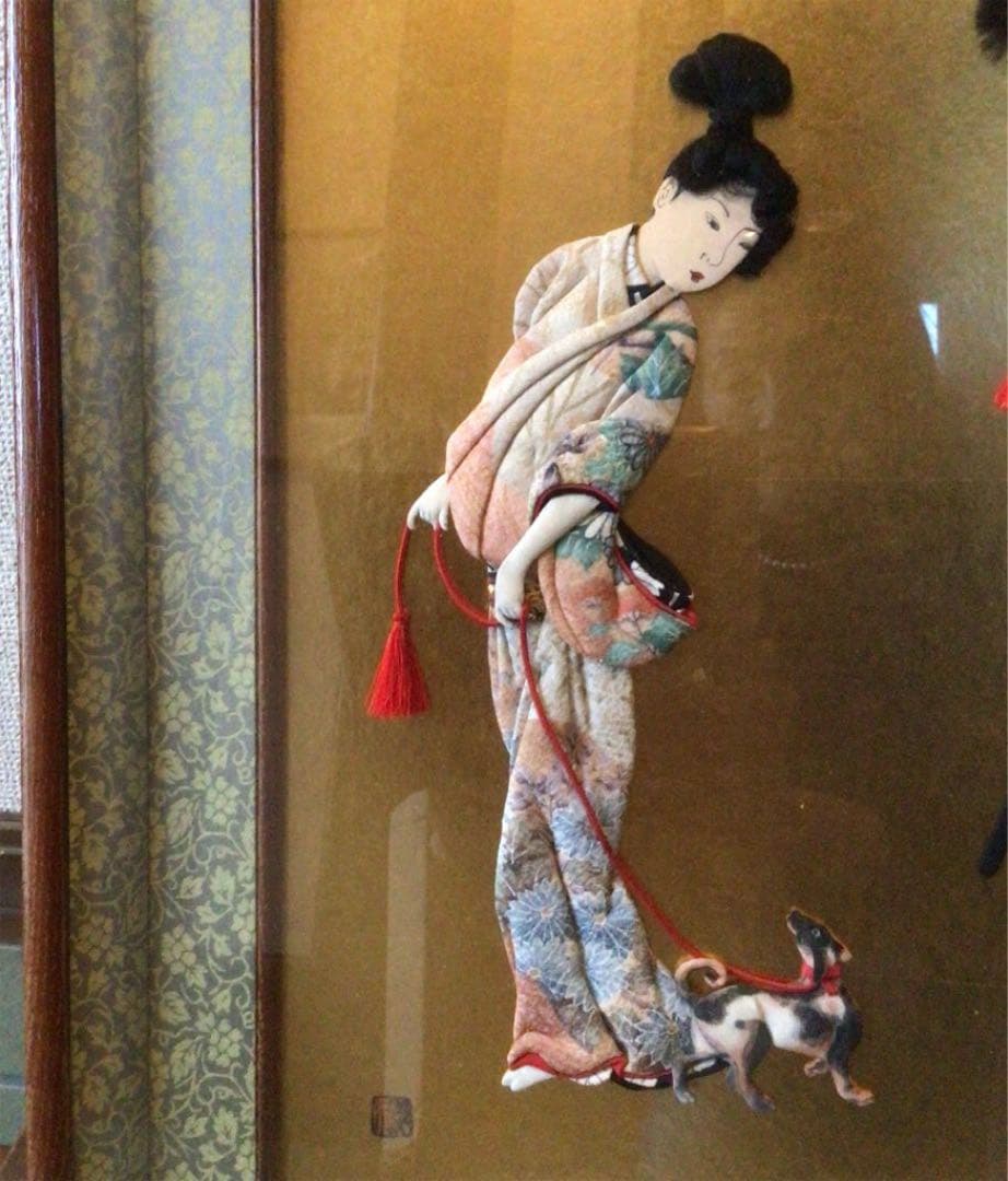 作家物　押し絵画　縮緬細工歌舞伎者（川越みよ子）10号栞付michiko❣️