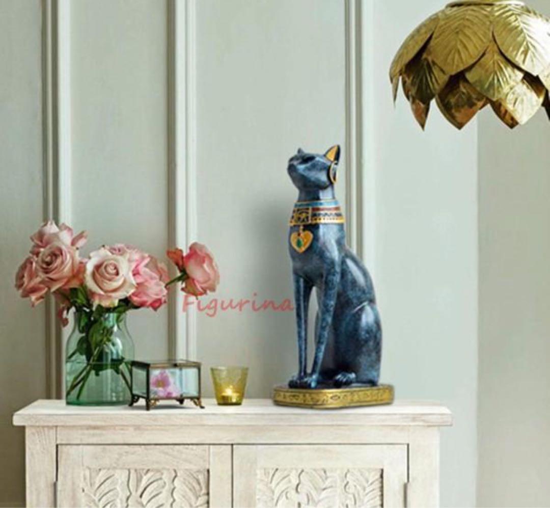 木彫 猫 古道具 アンティーク オブジェ エジプトアンティーク 黄金に