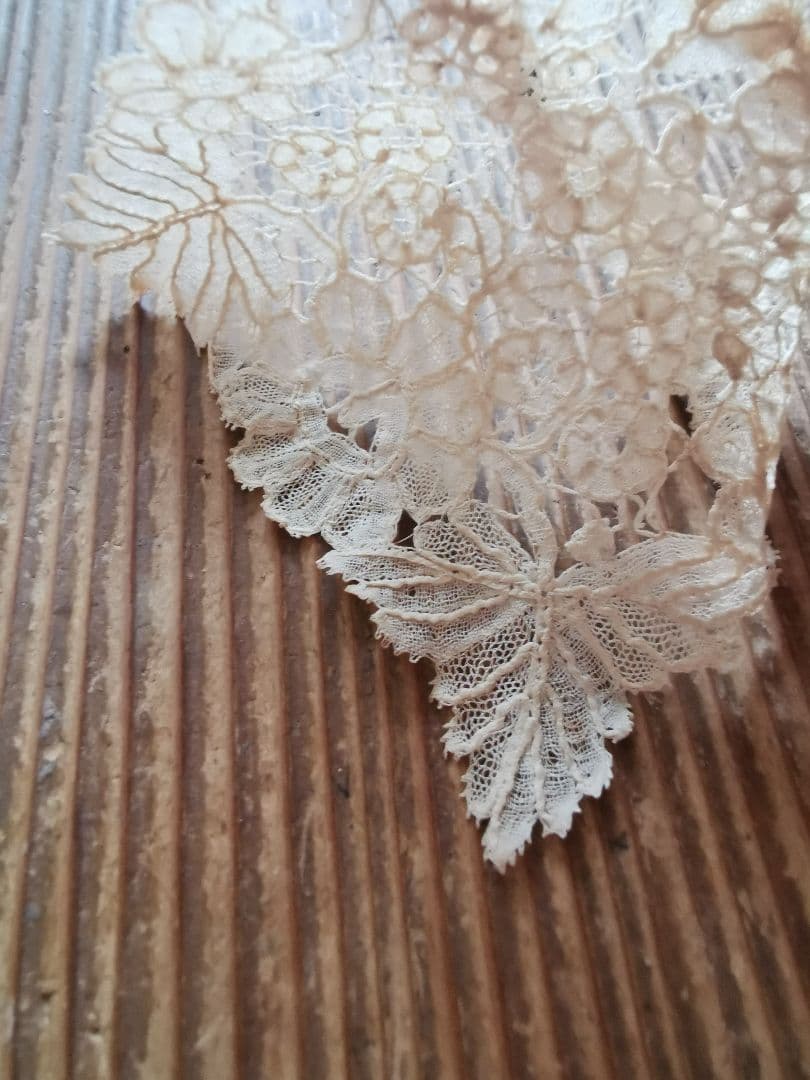 アンティーク ブリュッセルレース 付け襟 ポワンドローズ 胸飾り