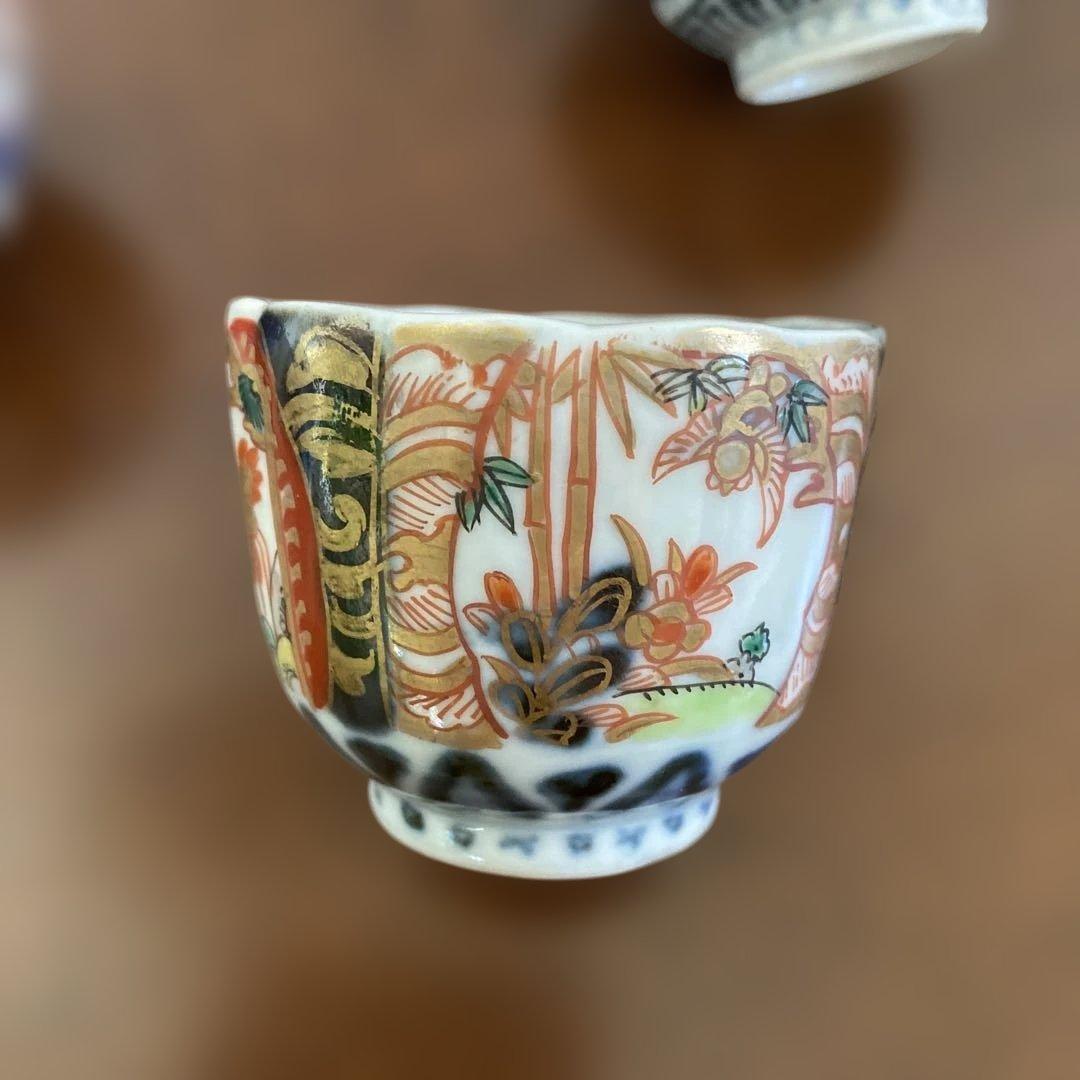 古伊万里 金襴手 ミニ猪口 ミニ小鉢 3個セットアンティーク 伊万里蕎麦